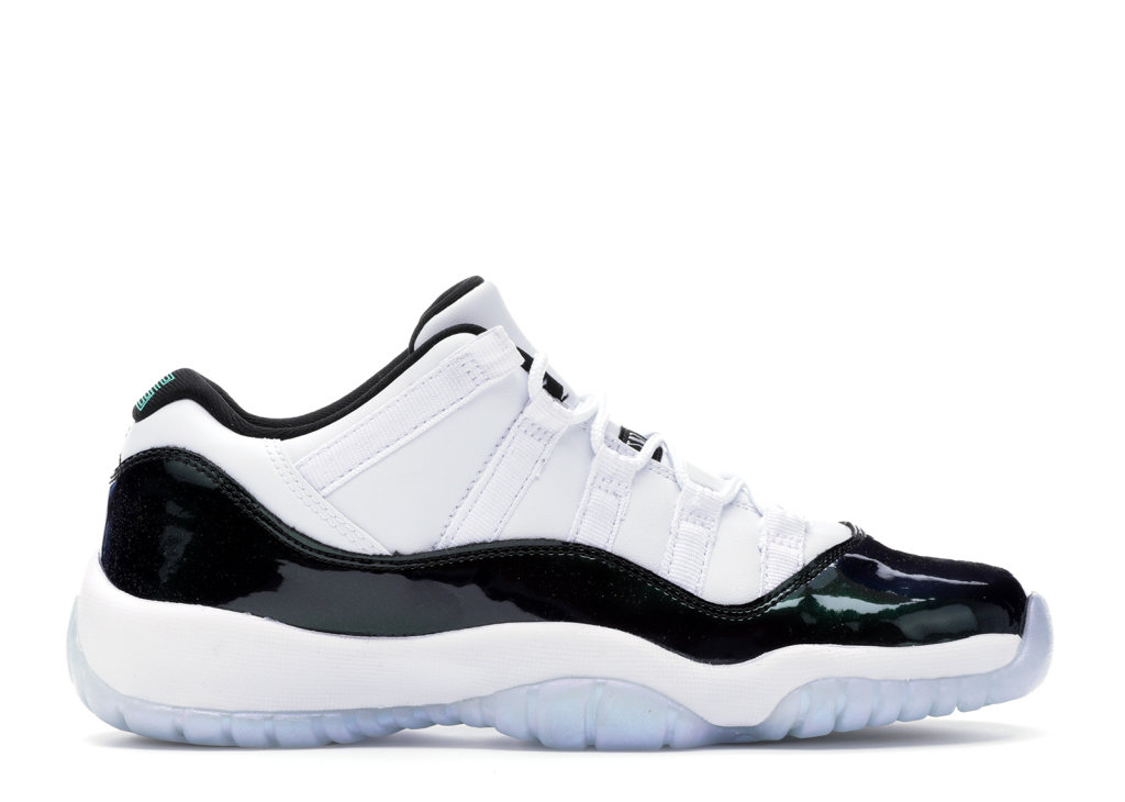 Jordan 11 Retro Low Iridescent (GS) White/Black-Emerald Rise (528896-145)