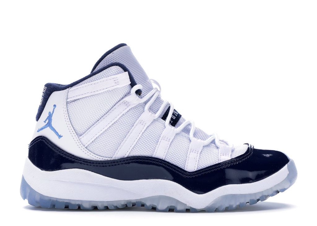Jordan 11 Retro UNC Win Like 82 (Preschool) White/University Blue-Midnight Navy (378039-123)