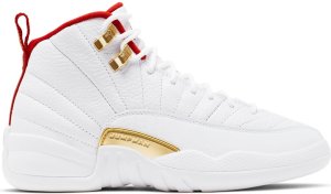 Jordan  12 Retro Fiba 2019 (GS) White/University Red-Metallic Gold (153265-107)