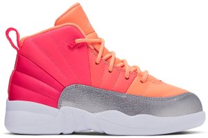 Jordan 12 Retro Sunrise (PS) Racer Pink/White-Hot Punch-Bright Mango-Sunset Pulse-Metallic Silver (510816-601)