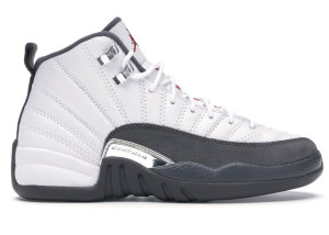 Jordan  12 Retro White Dark Grey (GS) White/Dark Grey-Gym Red (153265-160)