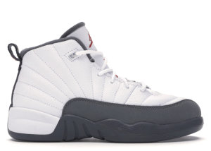 Jordan 12 Retro White Dark Grey (PS) White/Dark Grey-Gym Red (151186-160)