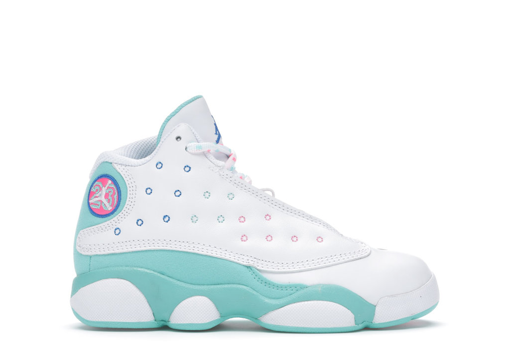 Jordan 13 Retro White Soar Green Pink (PS) White/Soar-Green-Pink (439669-100)