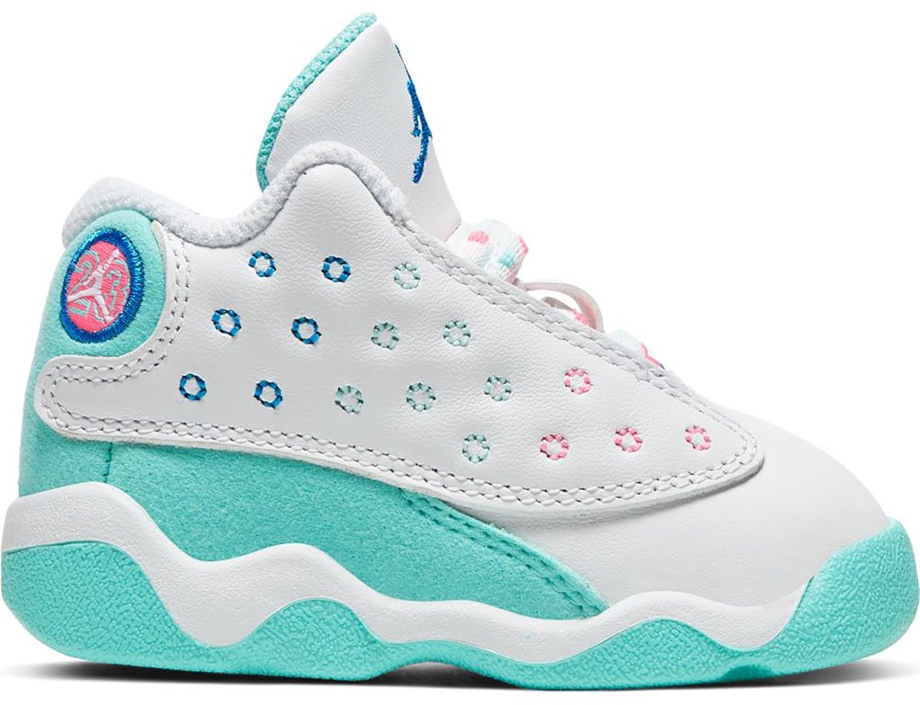 jordan 13 teal pink and white