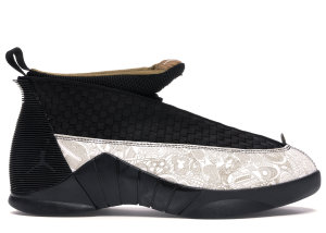 Jordan  15 Retro Laser Black/Metallic Gold-White Laser (317274-071)