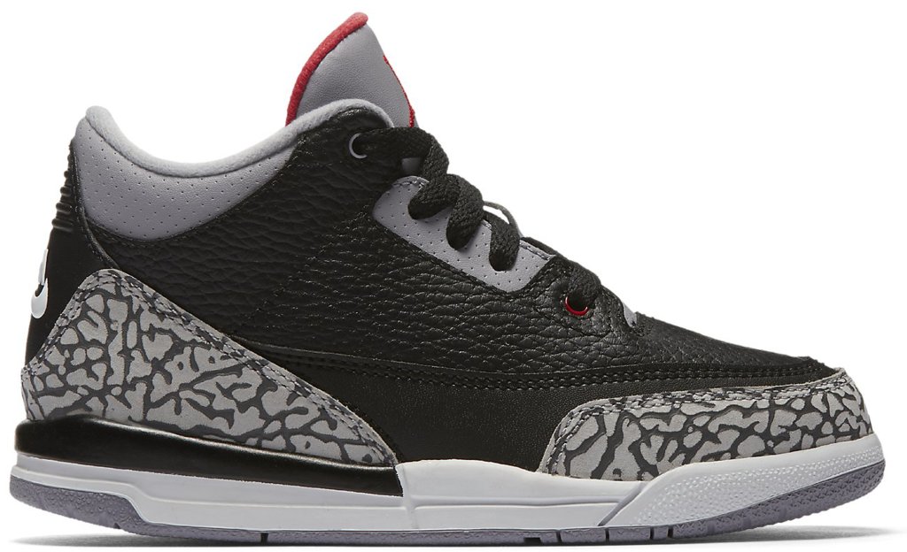 Jordan 3 Retro Black Cement 2018 (PS) Black/Fire Red-Cement Grey-White (429487-021)