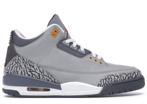 Jordan 3 Retro Cool Grey Silver/Sport Red-Light Graphite-Orange Peel (315297-062)