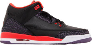 Jordan 3 Retro Crimson (GS) Black/Bright Rmsn-Cnyn Purple-Pure (398614-005)