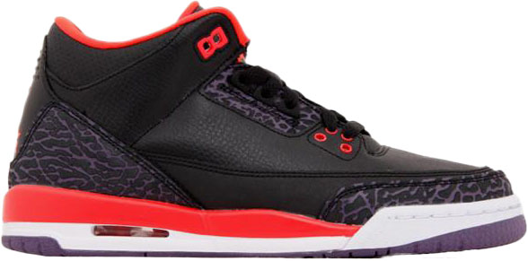 Jordan 3 Retro Crimson (GS) Black/Bright Rmsn-Cnyn Purple-Pure (398614-005)