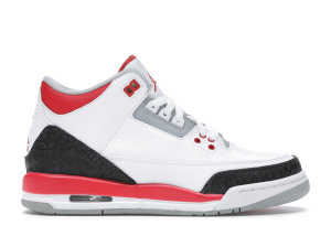 Jordan 3 Retro Fire Red 2013 (GS) White/Fire Red-Silver-Black (398614-120)