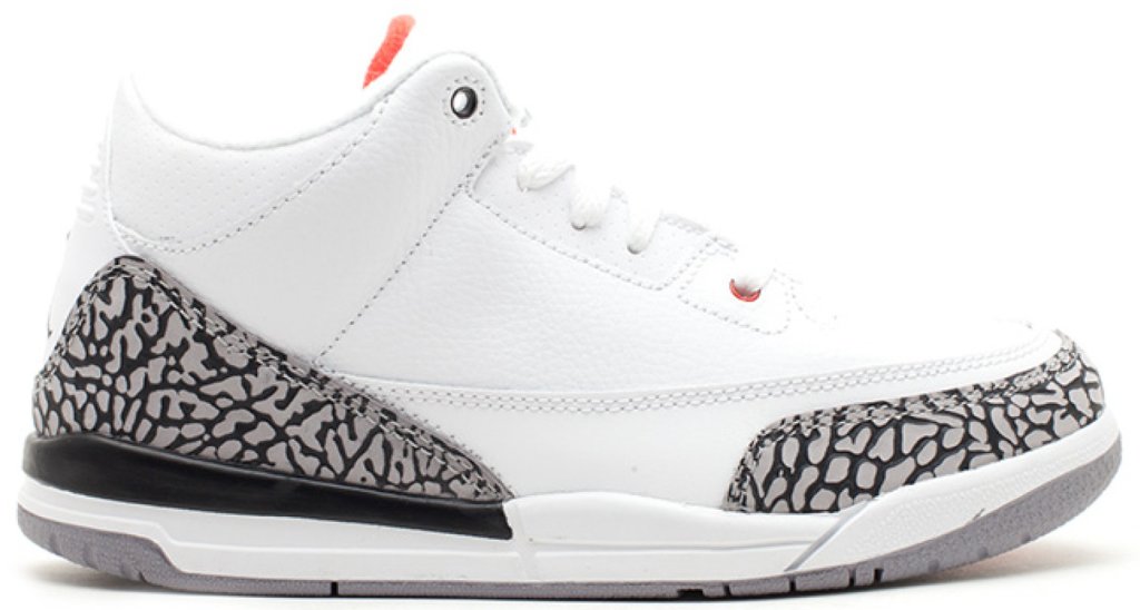 Jordan 3 Retro White Cement 2011 (PS) White/Fire Red-Cement Grey-Black (429487-105)