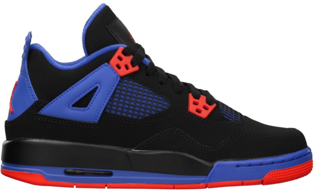 Jordan 4 Retro Cavs (GS) Black/Safety Orange-Game Royal (408452-027)