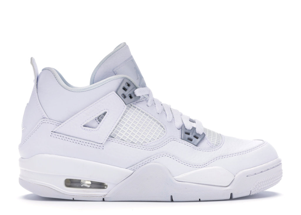 Jordan 4 Retro Pure Money 2017 (GS) White/Metallic Silver-Pure Platinum (408452-100)