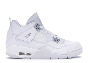 Jordan 4 Retro Pure Money 2017 (GS) White/Metallic Silver-Pure Platinum (408452-100)