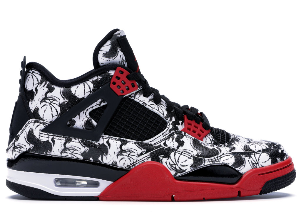 Jordan 4 Retro Tattoo 2018 (GS) Black/Fire Red-Black-White (BV7451-006)
