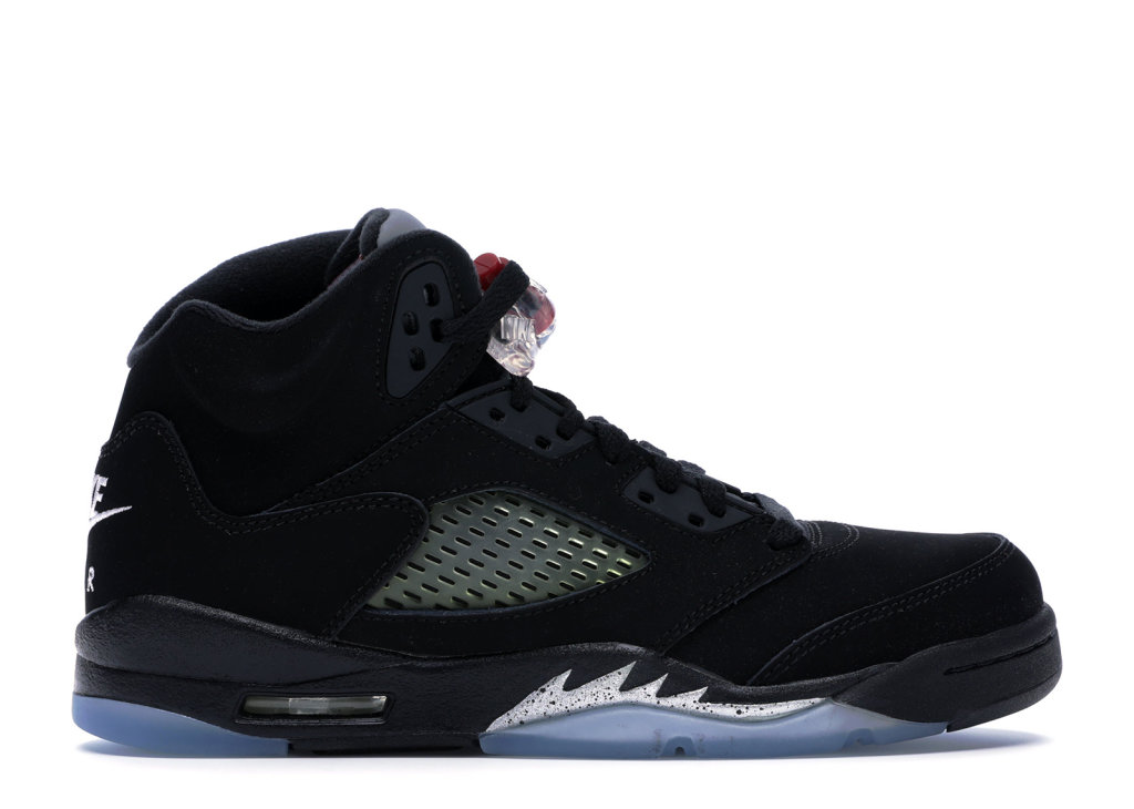 Jordan 5 Retro Black Metallic 2016 (GS) Black/Fire Red-Metallic Silver-White (845036-003)