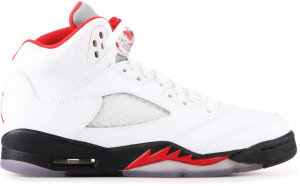 Jordan 5 Retro Fire Red 2013 (GS) White/Fire Red-Black (440888-100)