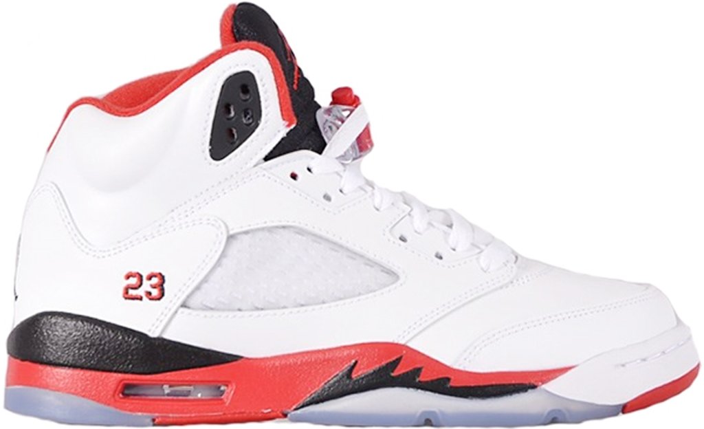 Jordan 5 Retro Fire Red Black Tongue 2013 (GS) White/Fire Red-Black (440888-120)