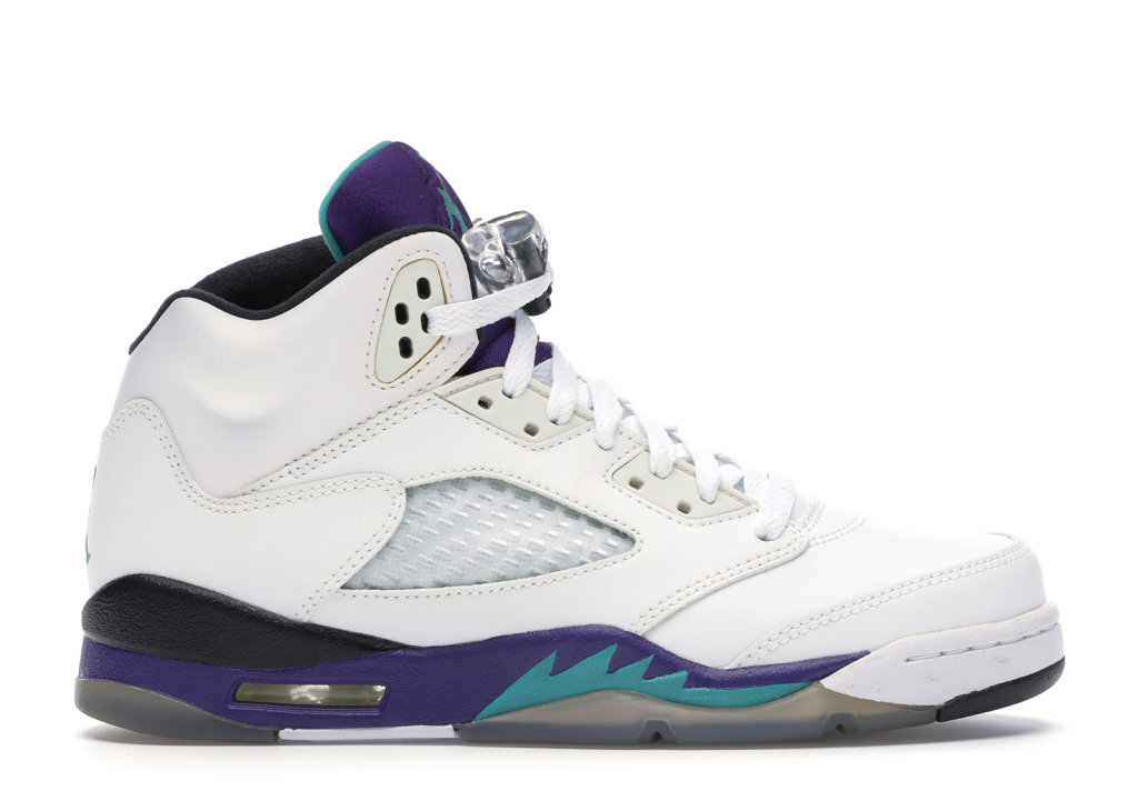 Jordan 5 Retro Grape 2013 (GS) White/Emerald-New-Grape-Ice-Blue (440888-108)