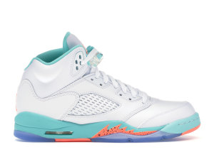 Jordan 5 Retro Light Aqua (GS) White/Crimson Pulse-Light Aqua-Black (440892-100)