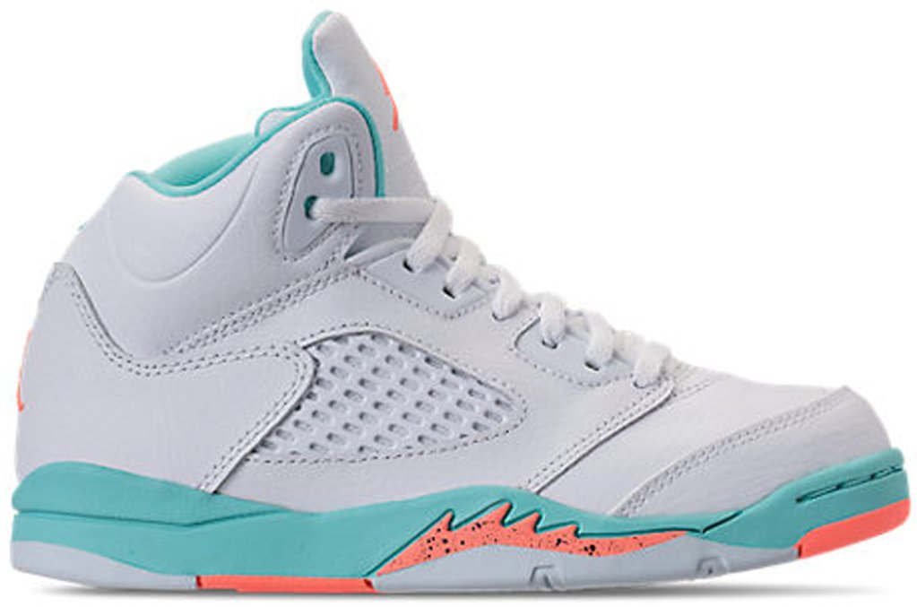 Jordan 5 Retro Light Aqua (PS) White/Crimson Pulse-Light Aqua-Black (440893-100)