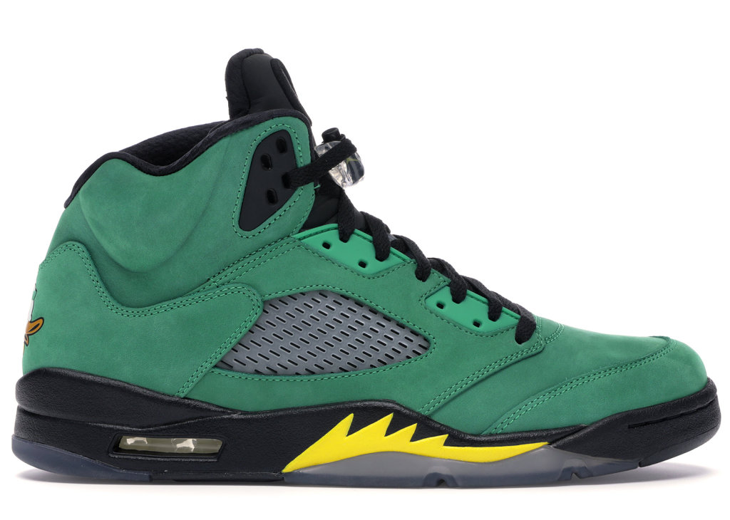 Jordan 5 Retro Oregon Ducks Black/Apple Green-Yellow Strike (454803-535)