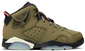 Jordan  6 Retro Travis Scott (PS) Medium Olive/Black-Sail-University Red (CQ3565-200)