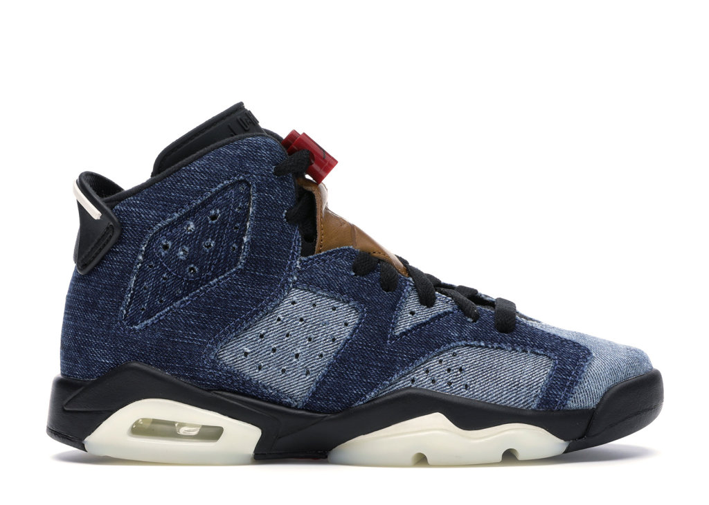 Jordan 6 Retro Washed Denim (GS) Washed Denim/Sail-Varsity Red-Black (CV5489-401)