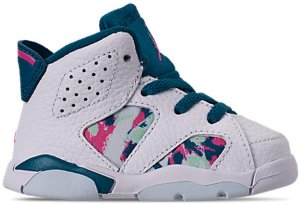 Jordan 6 Retro White Laser Fuchsia Green Abyss (TD) White/Laser Fuchsia-Green Abyss (645127-153)