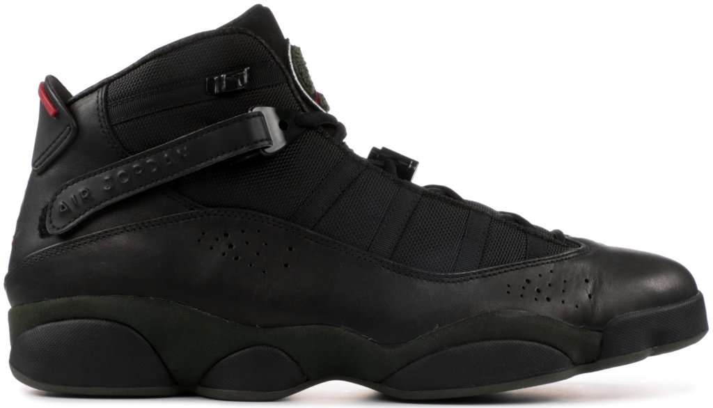 Jordan 6 Rings LS Black Dark Army Black/White-Dark Army-Varsity Red (332157-011)