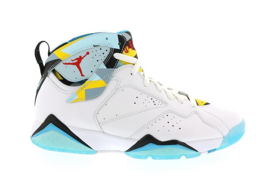 white black and yellow jordan 7