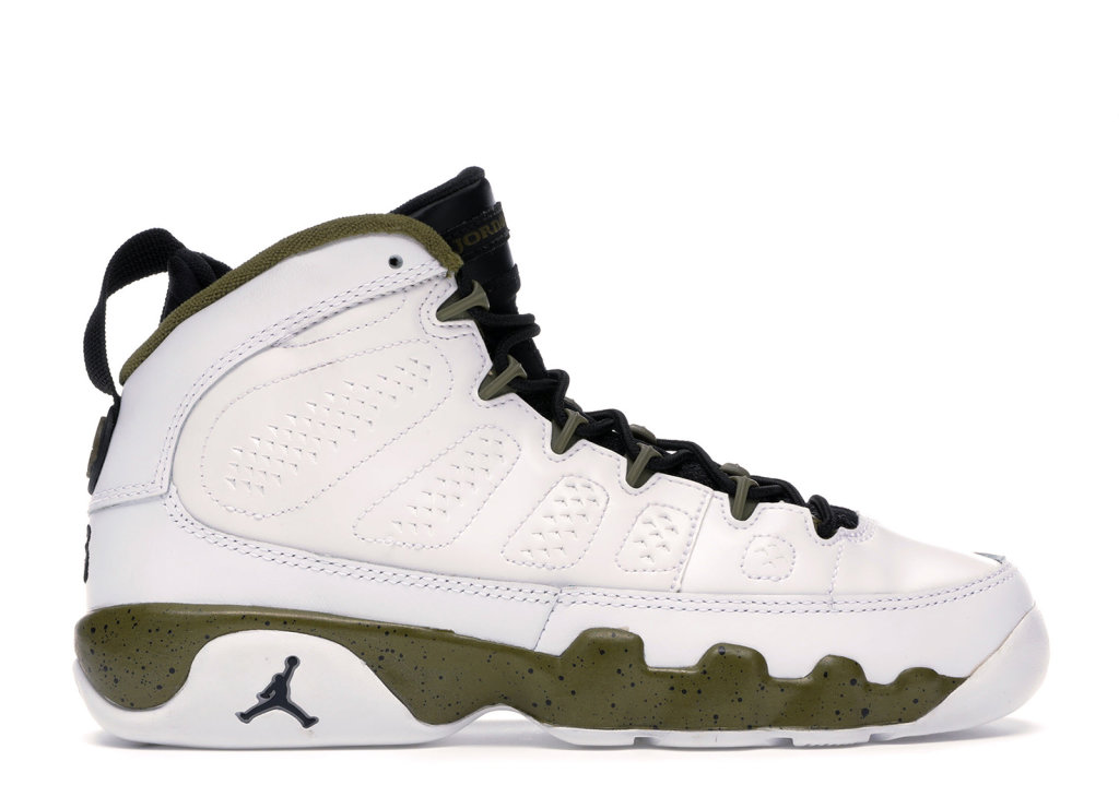 Jordan 9 Retro Statue (GS) White/Black-Militia Green (302359-109)