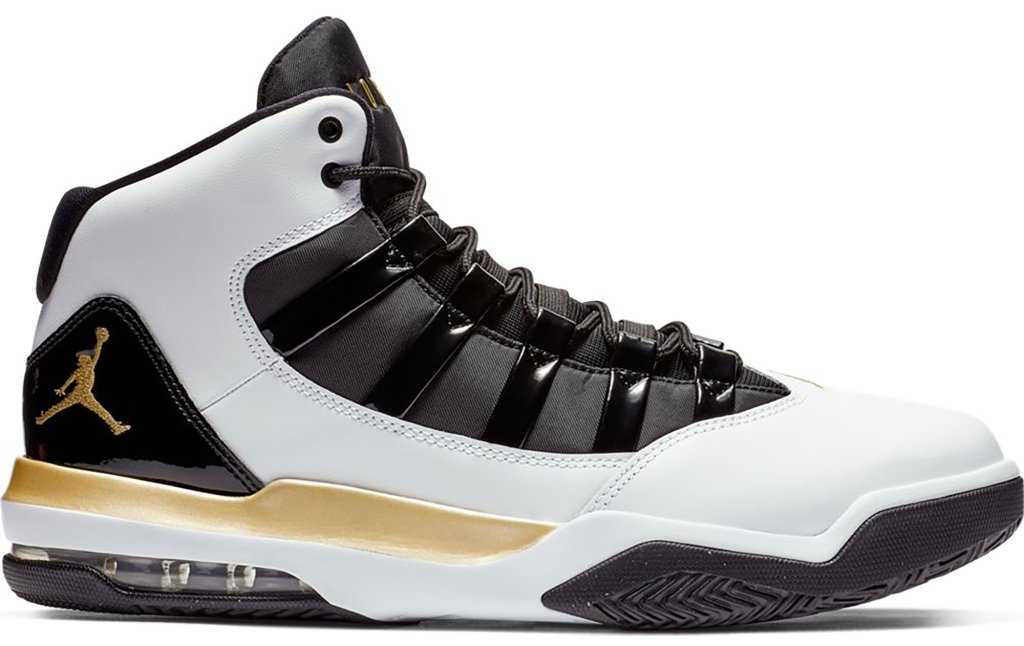 Jordan Max Aura White Metallic Gold Black White/Metallic Gold-Black (AQ9084-107)