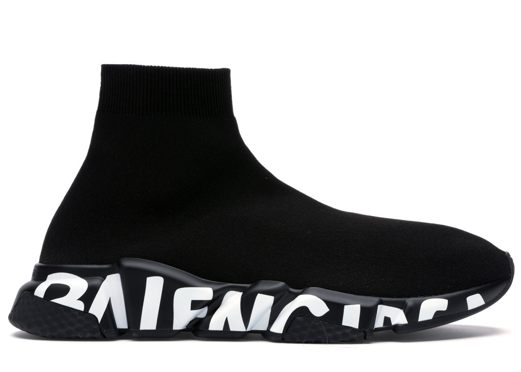 Balenciaga Speed Graffiti Trainers Black Black/White (605972W05GE1006)