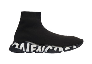 Balenciaga  Speed Graffiti Trainers Black White Logo (W) Black/White (605942W05GE1006)