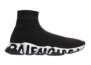 Balenciaga  Speed Graffiti Trainers White Black Logo (W) Black/White (605942W05GE1015)