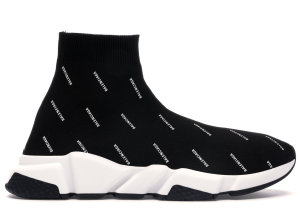 Balenciaga Speed Trainer Logo Print Black White Black/White (506336W06501006)