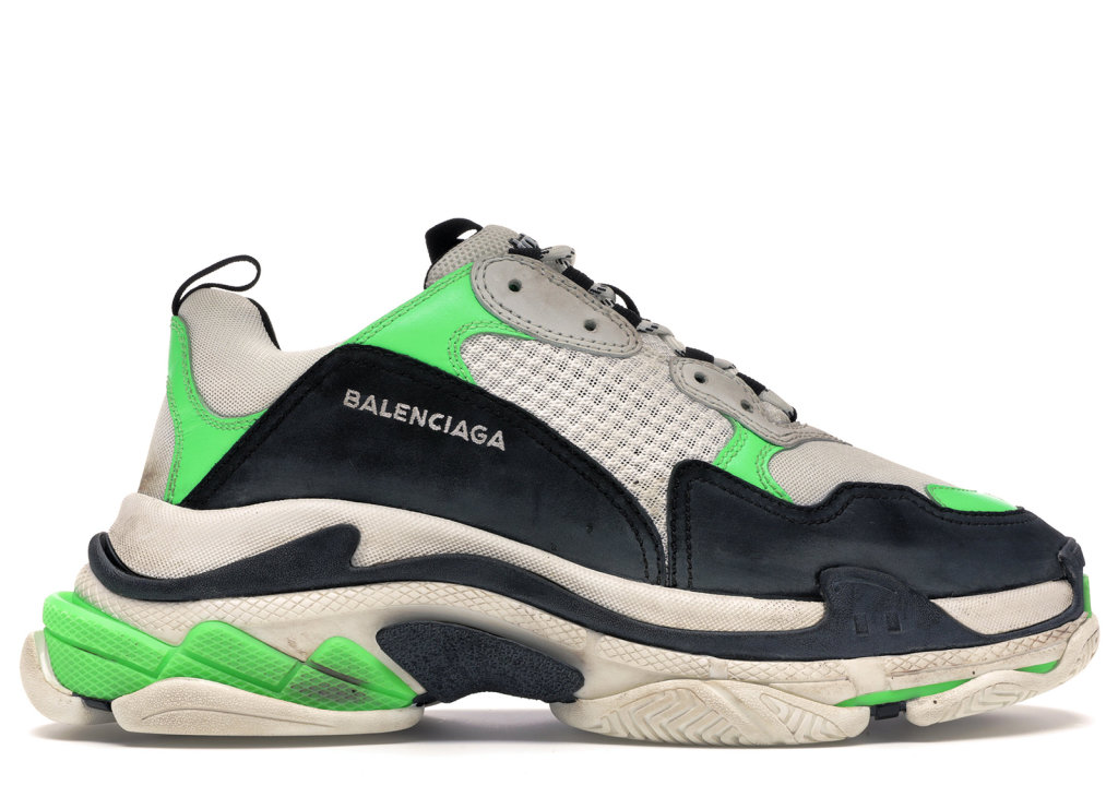 Balenciaga Triple S Mr. Porter Neon Green (2018) White/Black-Neon Green (516590 W09O6 9063)