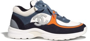 Chanel  Low Top Trainer CC White Navy (W) White/Navy/Orange (G34360 Y53536 C0227)