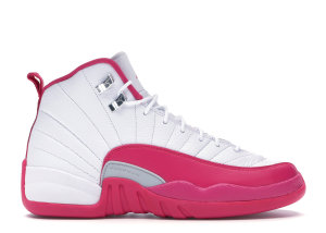 Jordan 12 Retro Dynamic Pink (GS) White/Vivid Pink-Metallic Silver (510815-109)