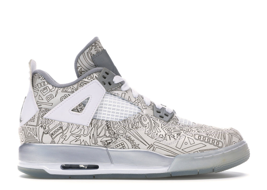 Jordan 4 Retro Laser (GS) White/Chrome-Metallic Silver (705334-105)