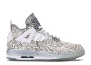 Jordan 4 Retro Laser (GS) White/Chrome-Metallic Silver (705334-105)