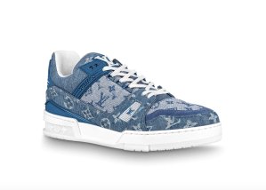 Louis Vuitton Trainer Sneaker Denim Monogram Blue (1A7S51)