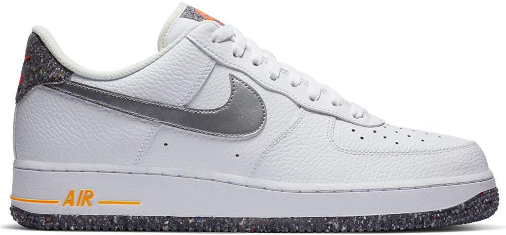 Nike Air Force 1 Crater Grind White White/Metallic Silver-Light Smoke Grey-Laser Orange (DA4676-100)