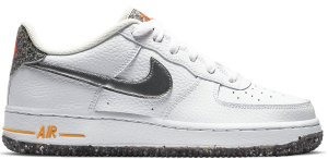 Nike Air Force 1 Crater Grind (GS) White/Metallic Silver-Light Smoke Grey-Laser Orange (DB1558-100)