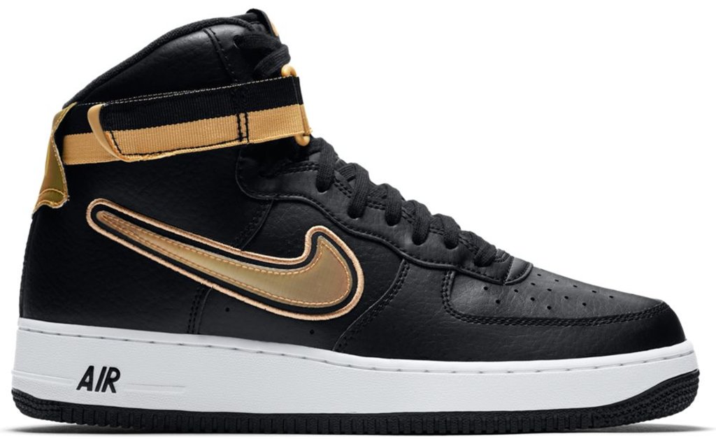 Nike Air Force 1 High NBA Black Metallic Gold Black/White-Metallic Gold (AV3938-001)