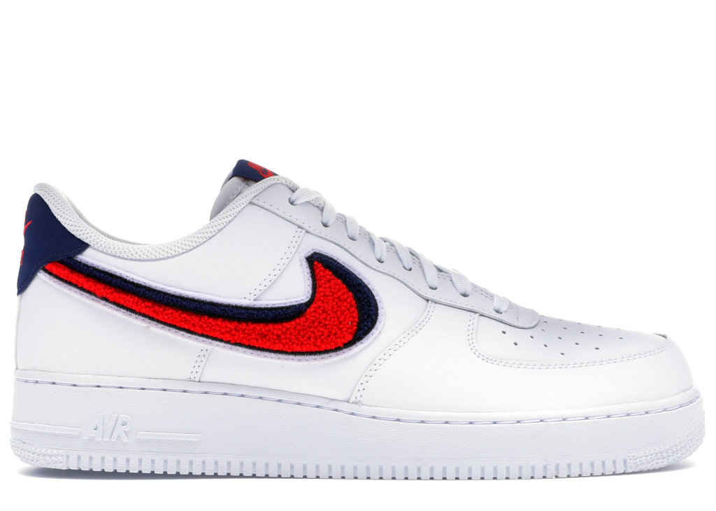 Nike Air Force 1 Low 3D Chenille Swoosh White Red Blue White/University Red-Blue Void (823511-106)