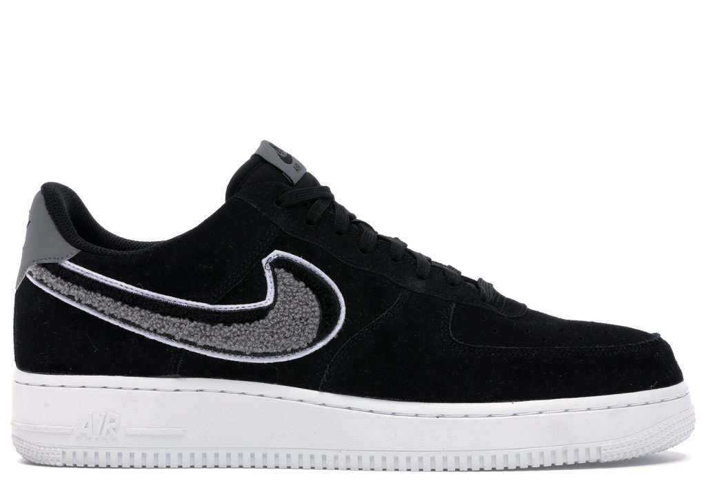 Nike Air Force 1 Low 3D Chenille Swoosh Black Cool Grey Black/White-Cool Grey-White (823511-014)