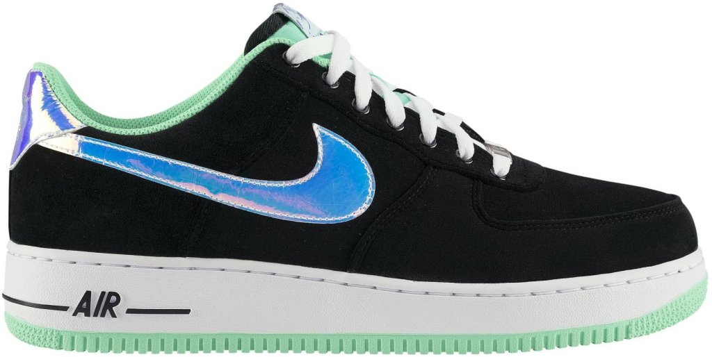 Nike Air Force 1 Low Black Green Glow Black/Shiny Silver-Green Glow (488298-080)