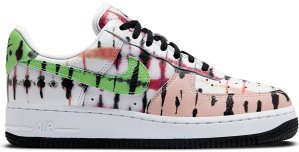 Nike  Air Force 1 Low Black Tie Dye (W) White/Green Strike-Washed Coral-Black (CW1267-101)